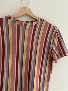 Only Striped Short Sleeve Tee in Pink, Yellow, Green, Blue